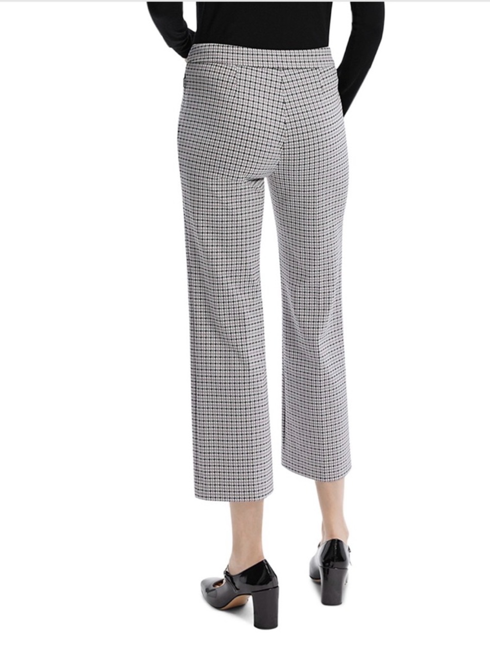 Theory Cropped Houndstooth Pull-On Trousers - Black/White 00 - Picture 2 of 7